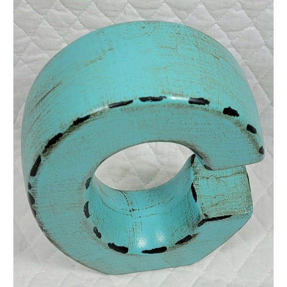 Apropos Home Collection Letter C Rustic Turquoise Desk Wall Home Office Décor - Picture 13 of 16